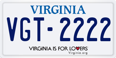 VA license plate VGT2222