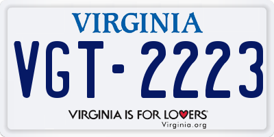 VA license plate VGT2223
