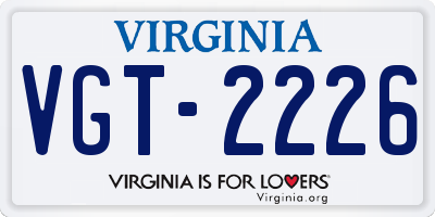 VA license plate VGT2226