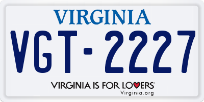 VA license plate VGT2227