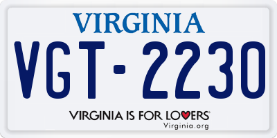 VA license plate VGT2230