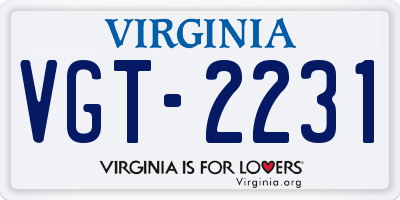 VA license plate VGT2231