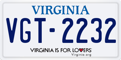 VA license plate VGT2232