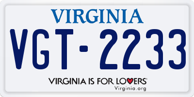 VA license plate VGT2233