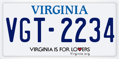 VA license plate VGT2234