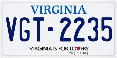 VA license plate VGT2235