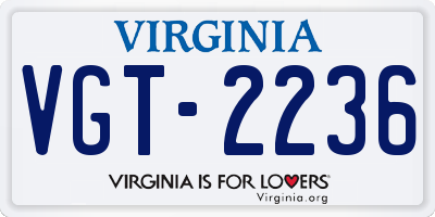 VA license plate VGT2236