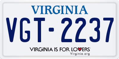 VA license plate VGT2237