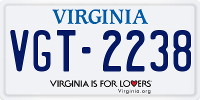 VA license plate VGT2238