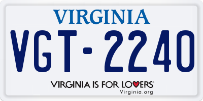 VA license plate VGT2240