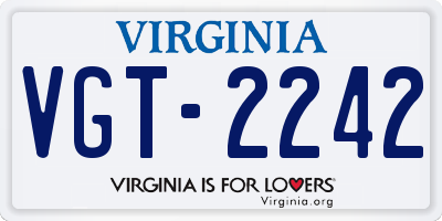 VA license plate VGT2242