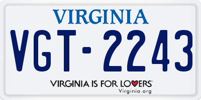 VA license plate VGT2243