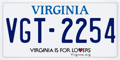 VA license plate VGT2254