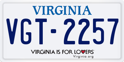 VA license plate VGT2257