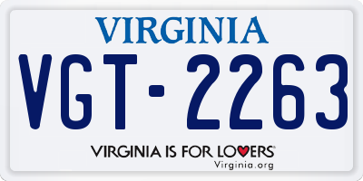 VA license plate VGT2263