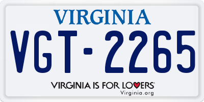 VA license plate VGT2265