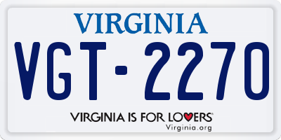 VA license plate VGT2270
