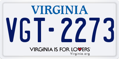 VA license plate VGT2273