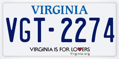 VA license plate VGT2274