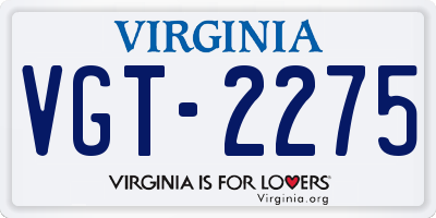 VA license plate VGT2275