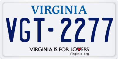 VA license plate VGT2277