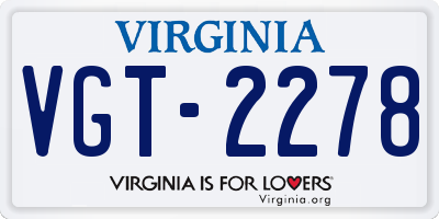VA license plate VGT2278