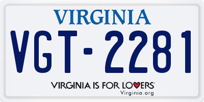 VA license plate VGT2281