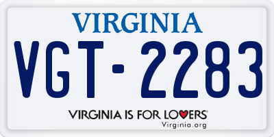 VA license plate VGT2283