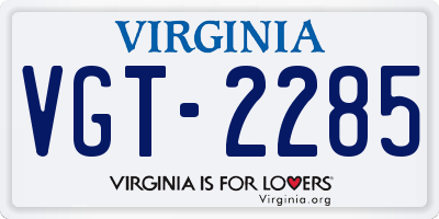 VA license plate VGT2285