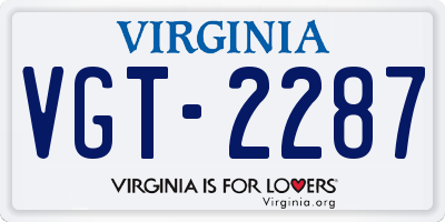 VA license plate VGT2287