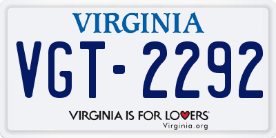 VA license plate VGT2292