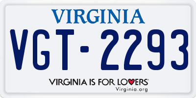 VA license plate VGT2293