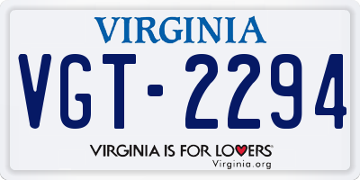 VA license plate VGT2294