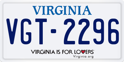 VA license plate VGT2296