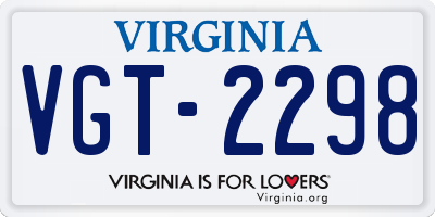 VA license plate VGT2298