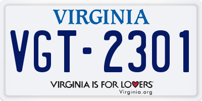 VA license plate VGT2301