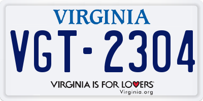 VA license plate VGT2304