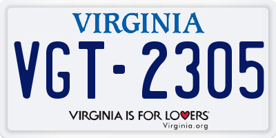 VA license plate VGT2305