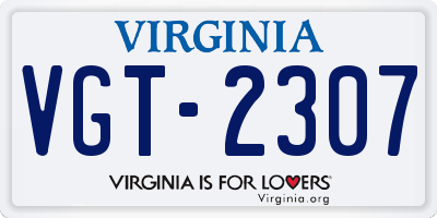 VA license plate VGT2307