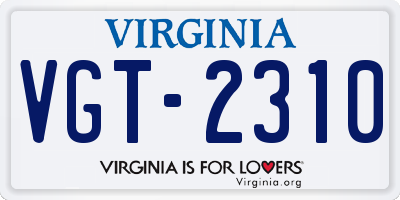 VA license plate VGT2310