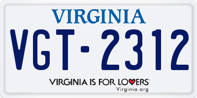 VA license plate VGT2312