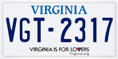 VA license plate VGT2317