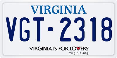 VA license plate VGT2318