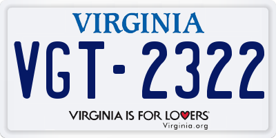 VA license plate VGT2322