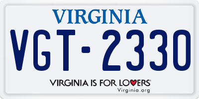 VA license plate VGT2330