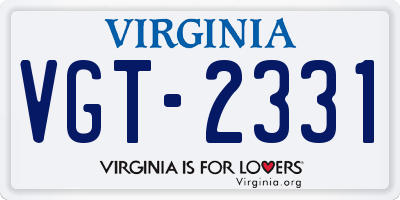 VA license plate VGT2331