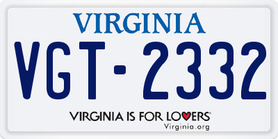 VA license plate VGT2332