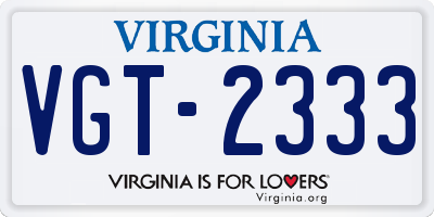 VA license plate VGT2333