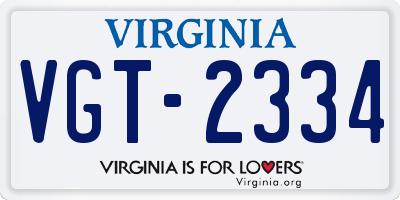 VA license plate VGT2334
