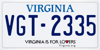 VA license plate VGT2335